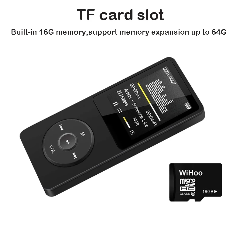 WiHoo 16G MP3 плеер без потерь звук плеера с FM радио видео проигрыватель электронных книг