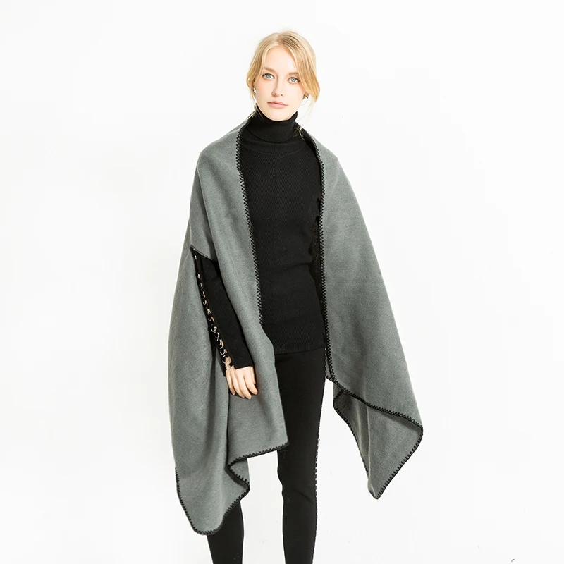 2018 Fashion Acrylic Warm Winter Poncho Women New Hole Cashmere Ponchos