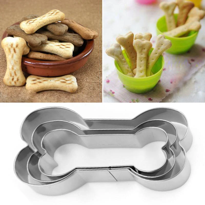 

Hot Sale 3pcs / Set Cookie Cutter Bakeware Dog Bone Shape Cookie Biscuit Mold Stainless Steel DIY Kitchen Cooking Cookie Tools
