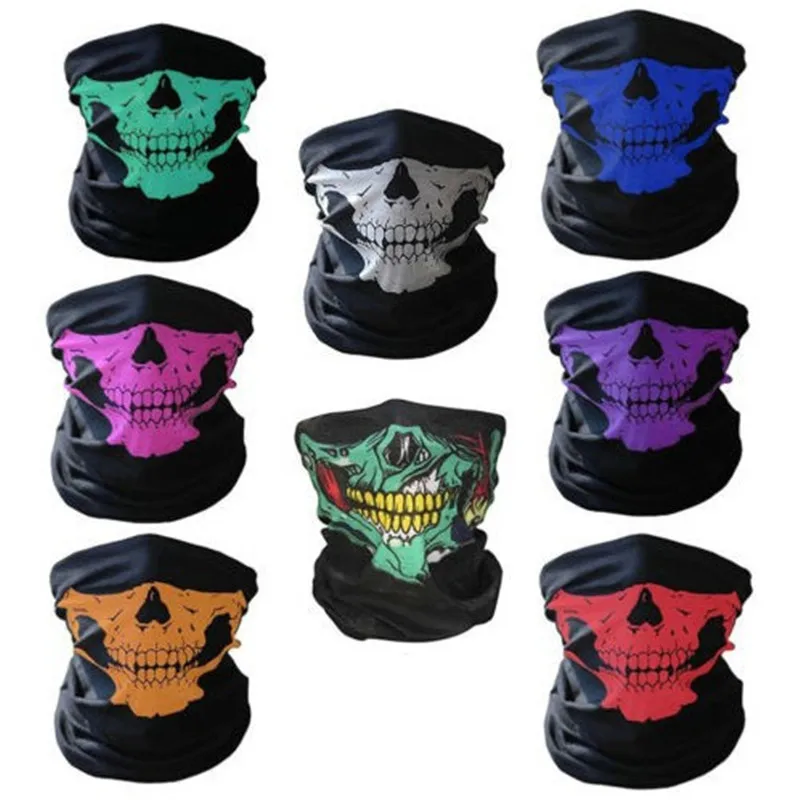 

CHASANWAN Multi Function Neck Warmer Ghost Half Face Mask Festival Skull Masks Skeleton Outdoor Motorcycle Bicycle Scarves Mask