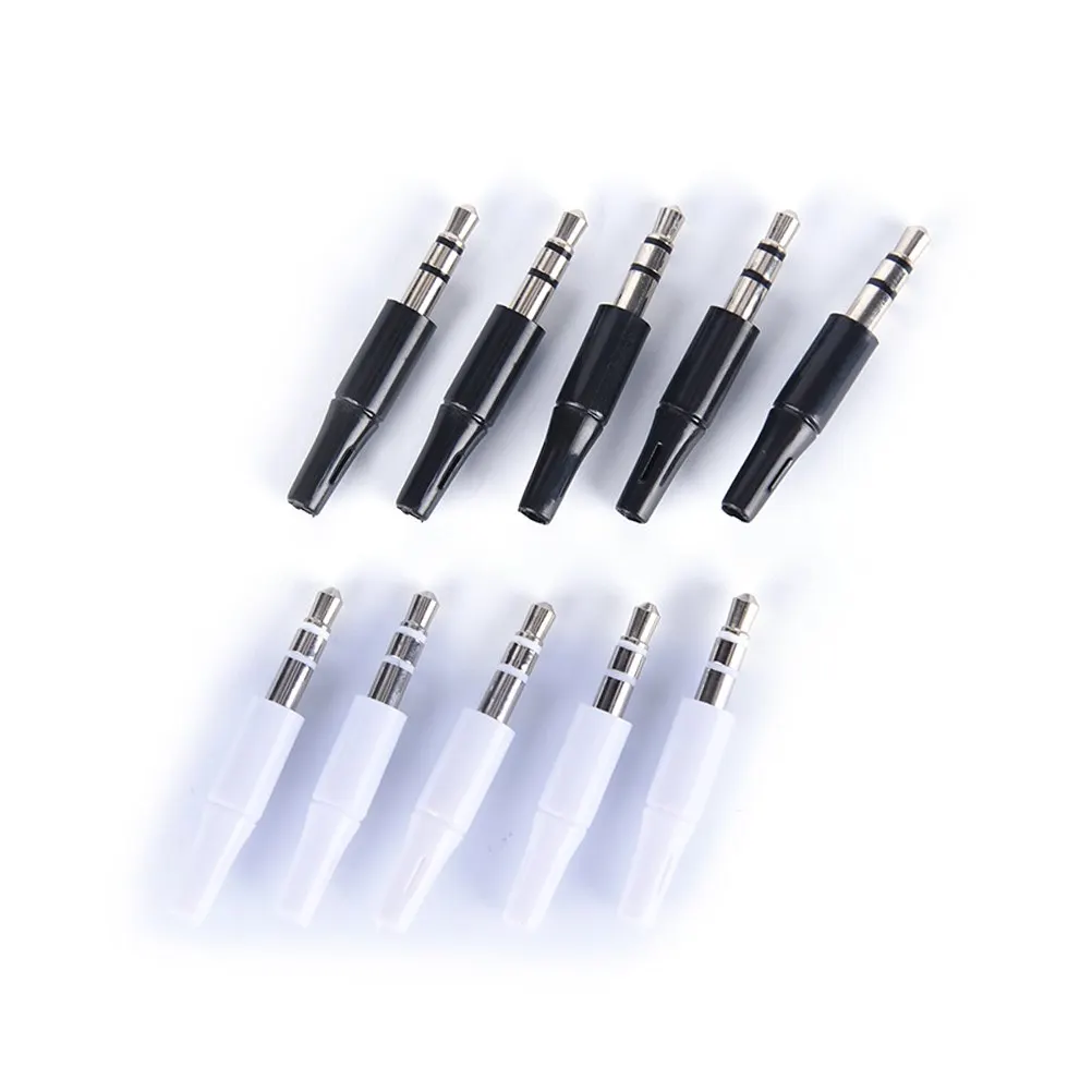10pcs 3.5mm stereo headset plug jack 3 pole 3.5 audio plug Jack Adaptor connector white and black