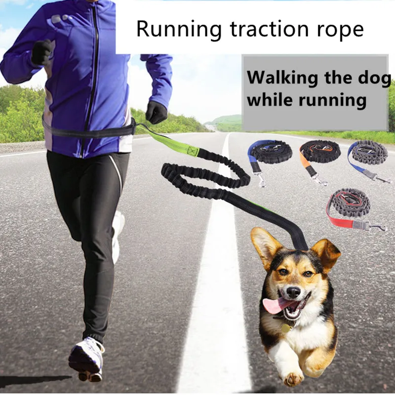 

Pet Dog Elastic Belt Running Leash explosion-proof Dog Leashes Collar Pets Accessories hand free Puppy Dog Harness Leash L249