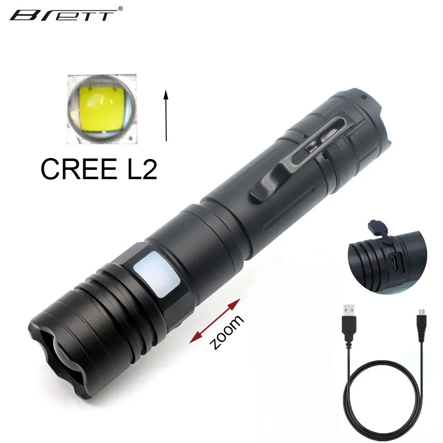Светодиодный мини фонарик перезаряжаемый тактический Micro USB 5 режимов CREE L2