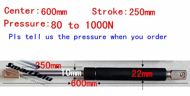 

free shipping 600mm central distance, 250mm stroke, 80 to 1000N force pneumatic Auto Gas Spring, Lift Prop Gas Spring Damper