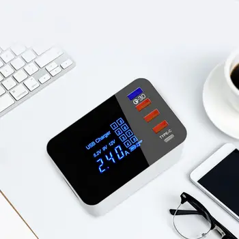 

QI Wireless Charger Quick Charge 3.0 Smart USB Type C Charger Station HUB Led Display Fast Charging Power Adapter Desktop Strip