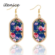 Itenice 2016 New Fashion Jewelry Trendy Plant Flower Acrylic Famous Designer Drop Earring Gold Silver Plated For Women