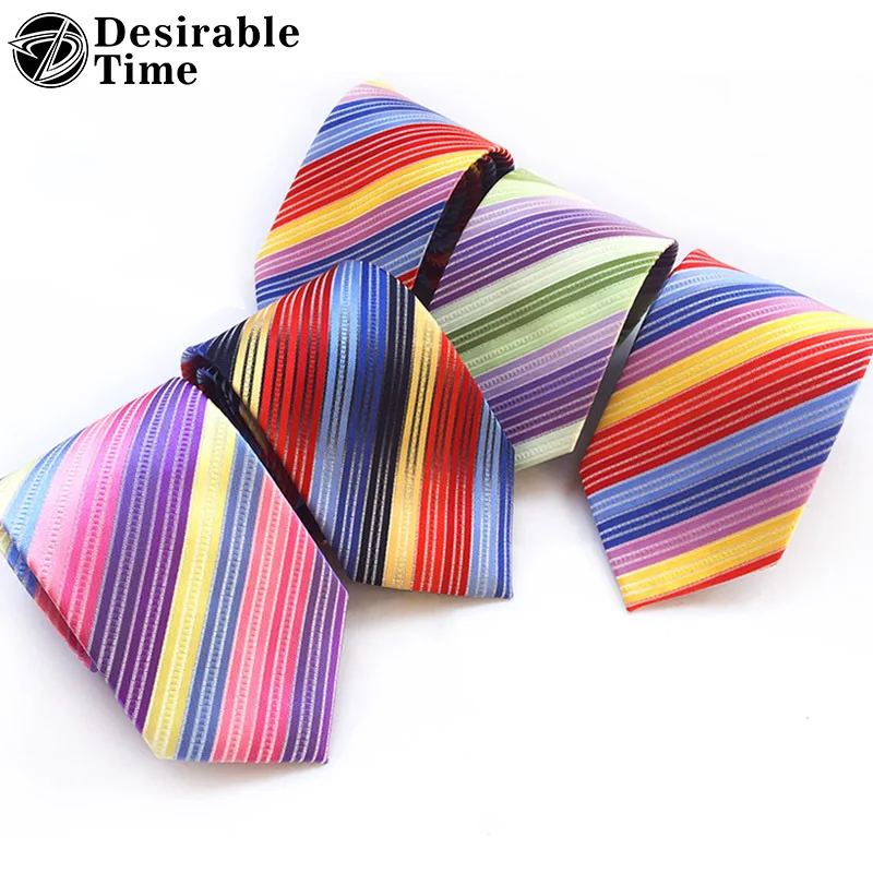Desirable Time Mens Colorful Striped Neck Ties 2018 New Design Business