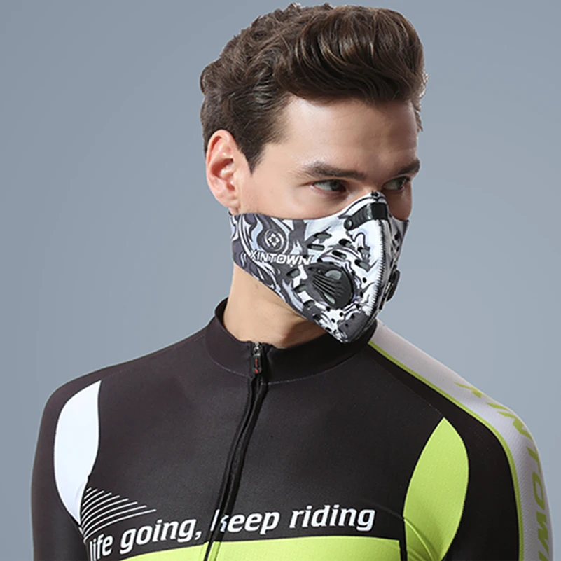 Взрослые пылезащитные ветрозащитные маски с активированным углем для занятий спортом на велосипеде, тренировок, бега, фитнеса, Регулируемая Маска на половину лица, Спортивная тренировочная маска
