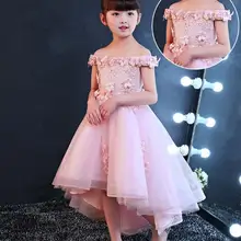 Новинка года; платье без рукавов с цветочным узором для девочек; платье для свадьбы с аппликацией; торжественное платье для дня рождения для девочек; Красное Кружевное бальное платье принцессы