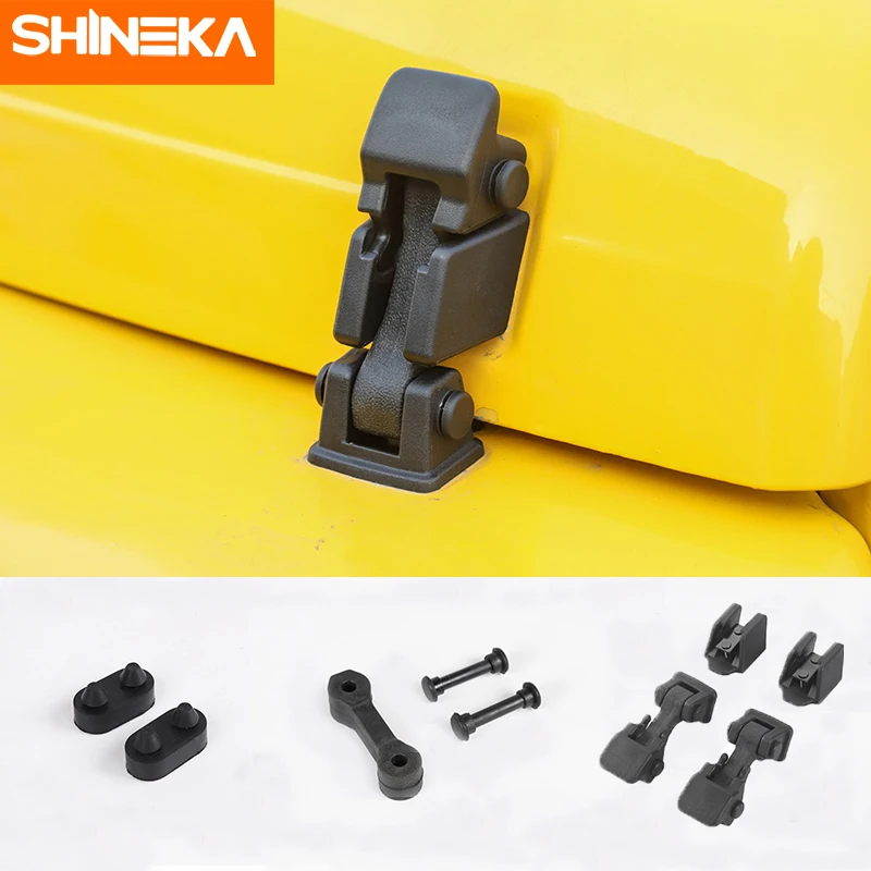 

SHINEKA For Jeep Wrangler TJ 1997-2006 Car Engine Hook Lock Buckle Cover Pad Rubber Mats Accessories For Jeep Wrangler TJ