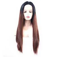 Brown Ombre Lace Front Wig 1B 33 Straight Glueless Synthetic Wigs for Women Half Hand Tied Hair Replacement Full Wig