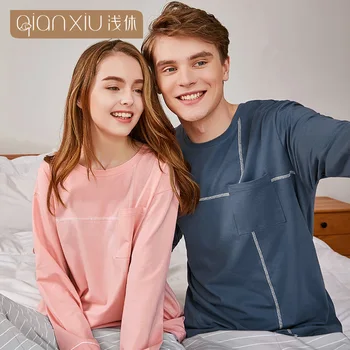 

Woman Pajamas Sets Hot autumn long Sleeve Thin Pyjamas Couple Home Clothing women stripe loose sleepwear lovers Female Pyjamas