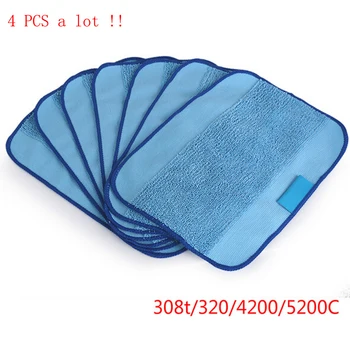 

Practical 4PC Microfiber Dry Dweeping Mopping Cloths For iRobot Braava 380 380t 320 Mint 4200 5200 Robotic Resuable Home Cleaner