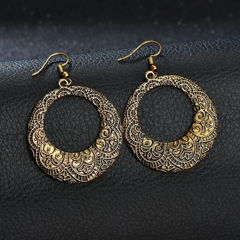 

LETAPI Boho Flower Drop Earrings For Women Vintage Jewelry Geometric Round Earings Bijoux boucles d'oreilles bohemia