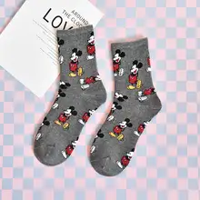 10 шт. = 5 пар, милые носки с мышками из мультфильмов, модные повседневные забавные дышащие хлопковые носки с героями мультфильмов, белый, серый цвет, Прямая поставка