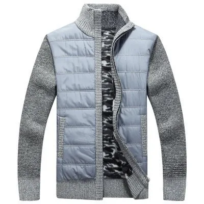 Мужской свитер на молнии куртка Верхняя одежда толстый свитер пальто мужской на зиму и осень вниз свитер черный синий серый M-3XL