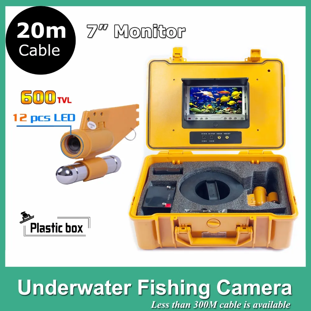 

7 inch LCD CCTV Underwater Video Camera System Fish Finder CCD 650TVL12Pcs White Lights Night Vision Fishing Camera 20M Cable