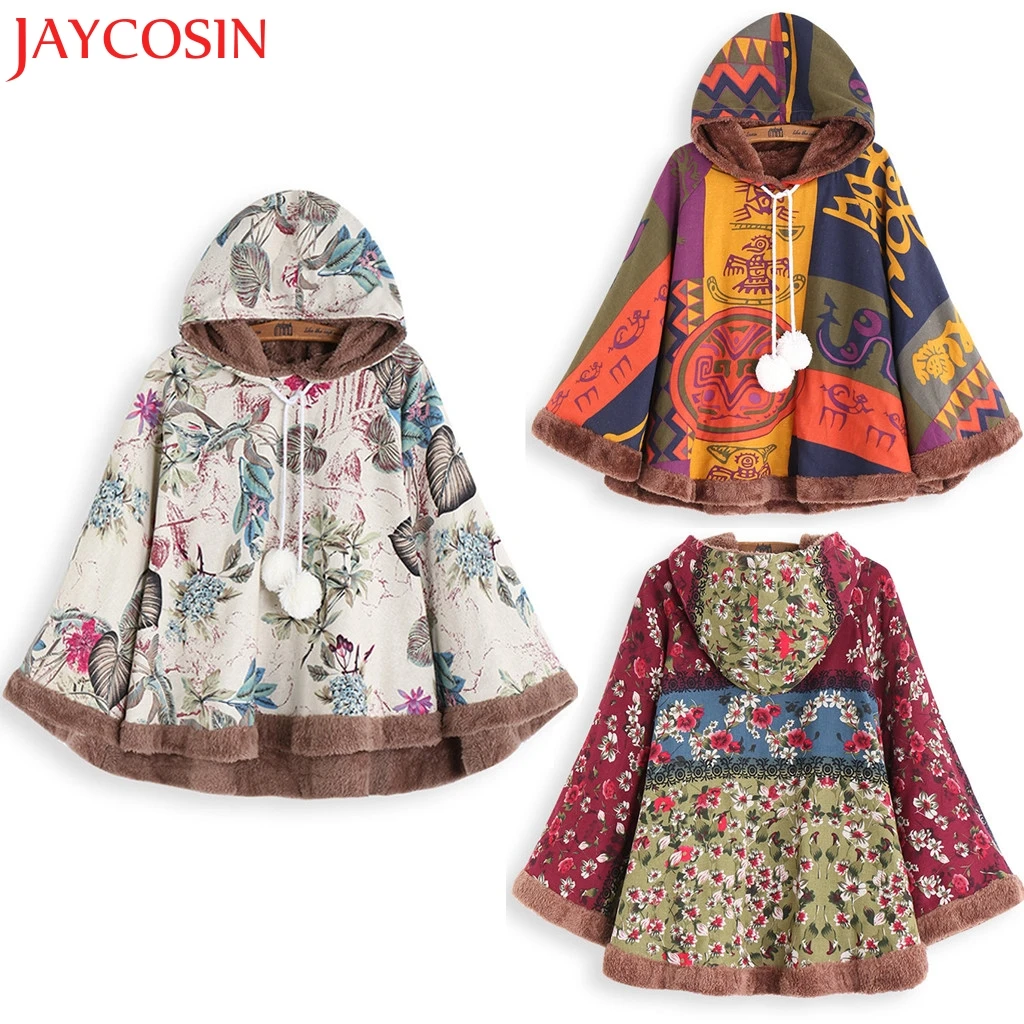

JAYCOSIN Womens Casual Vintage Cloak Coats Girls Hooded Drawstring Poncho Coat Dropship Dec.22