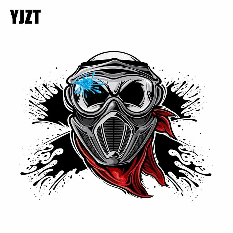 

YJZT 16.2CM*12.7CM Creative Funny Skull Paintball Player Reflective Car Sticker 6-0701