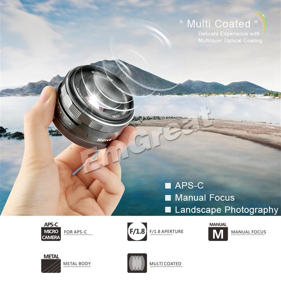 Meike 25 мм F1.8 ручная широкоугольная основная линза для Sony E Mount/для Fuji/M4/3 камера A6500 A7