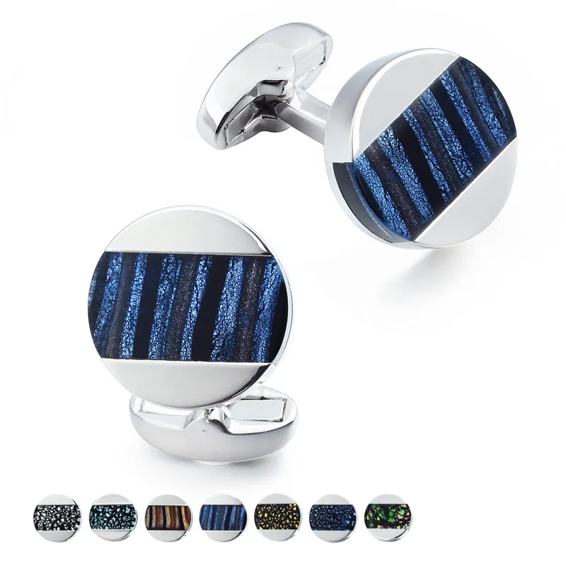 

HAWSON Branded Round Cuff links for Dress Shirt French Cuff Button Trendy Mens Accessory Silver Color Gift Box