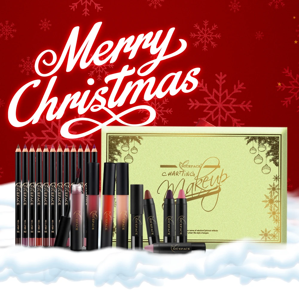 Christmas Gifts Niceface Brand Lipstick Lipgloss Lip Pencil Makeup Sets