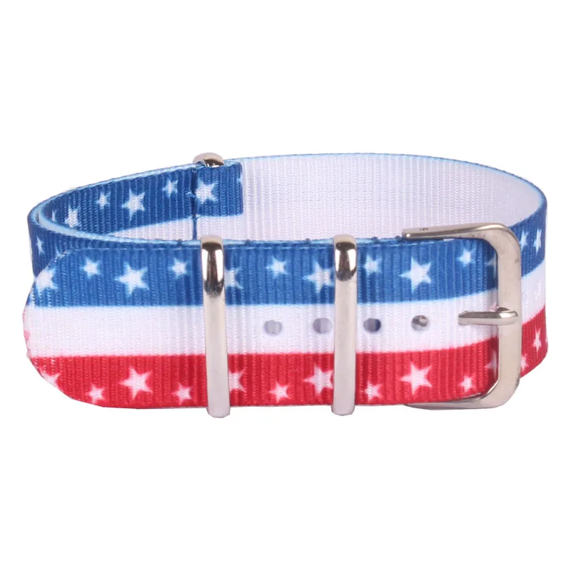 

22mm Printed Blue/White Stripes Cambo watchbands Wholesale Bracelet Watch Army nato fabric Nylon Strap Bands Buckle belt 22 mm