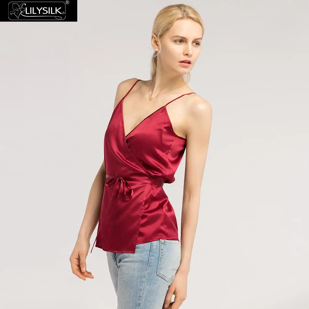 

LilySilk Tops Camisole Silk for Women V Neck 19 momme Crop Tank Vest Short Wrap Lady Luxury Clearance Sale Free Shipping