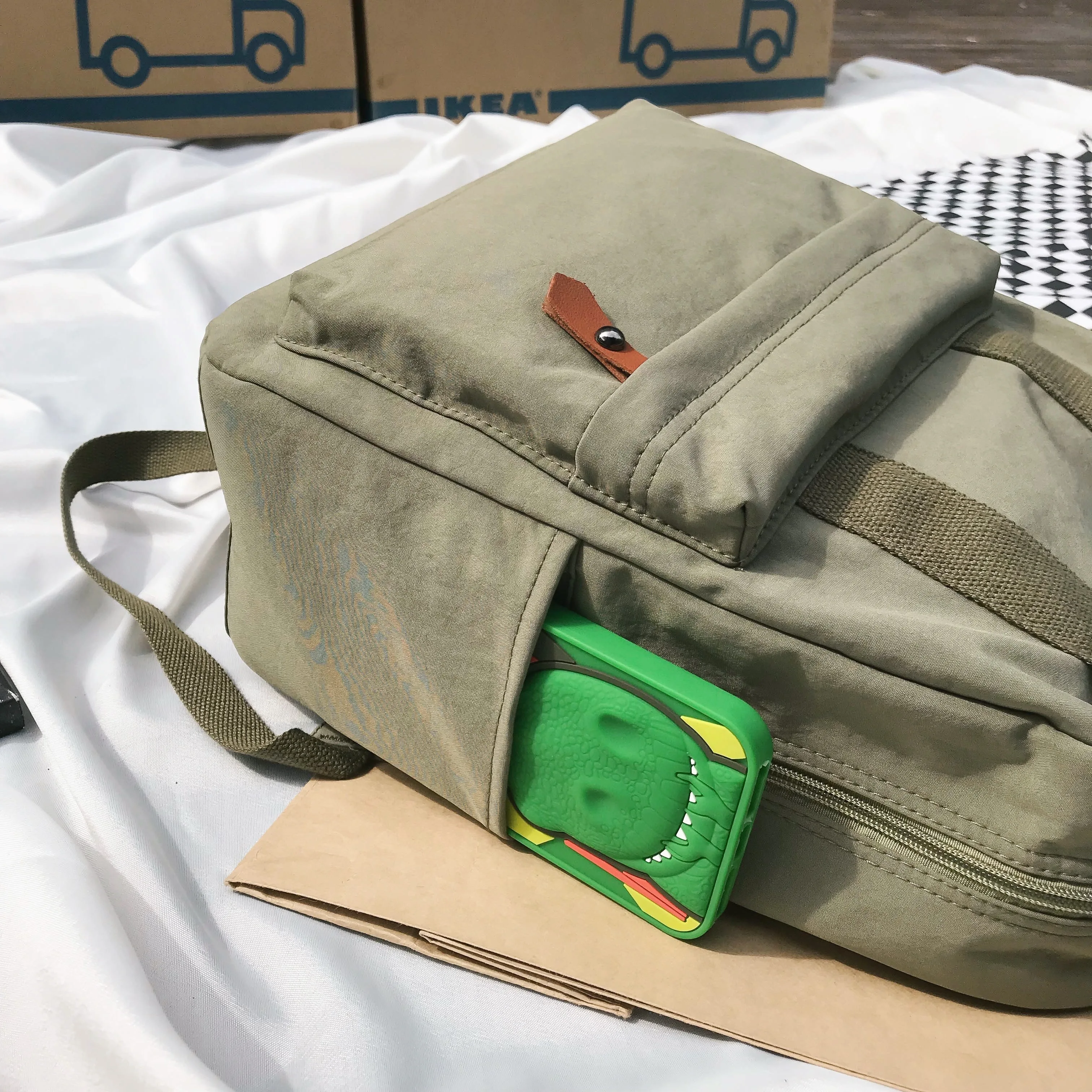 Рюкзак в стиле Харадзюку, Женский Повседневный холщовый портативный рюкзак, Женская однотонная школьная сумка, рюкзак для женщин, зеленый, черный