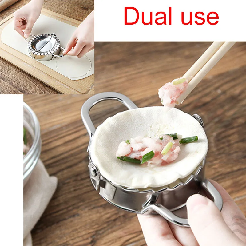 

Easy Chinese Food dual use stainless steel dumpling making creative tool kitchen helper dough wrapper gadgets cutter portable