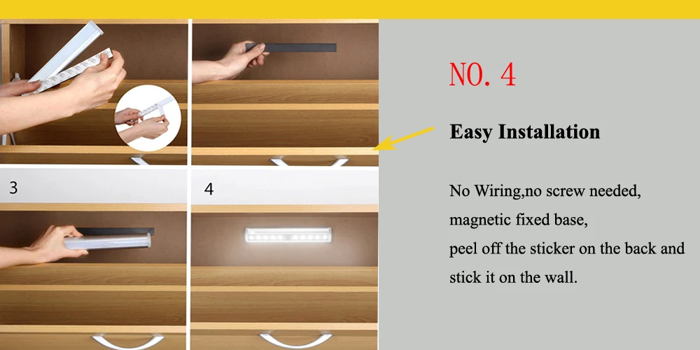GO OCEAN Under Cabinet Lights Toilet Light IR Motion Sensor 20 LEDs Night Lamps Wireless Motion Activated Lamp LED Closet Lights (6)