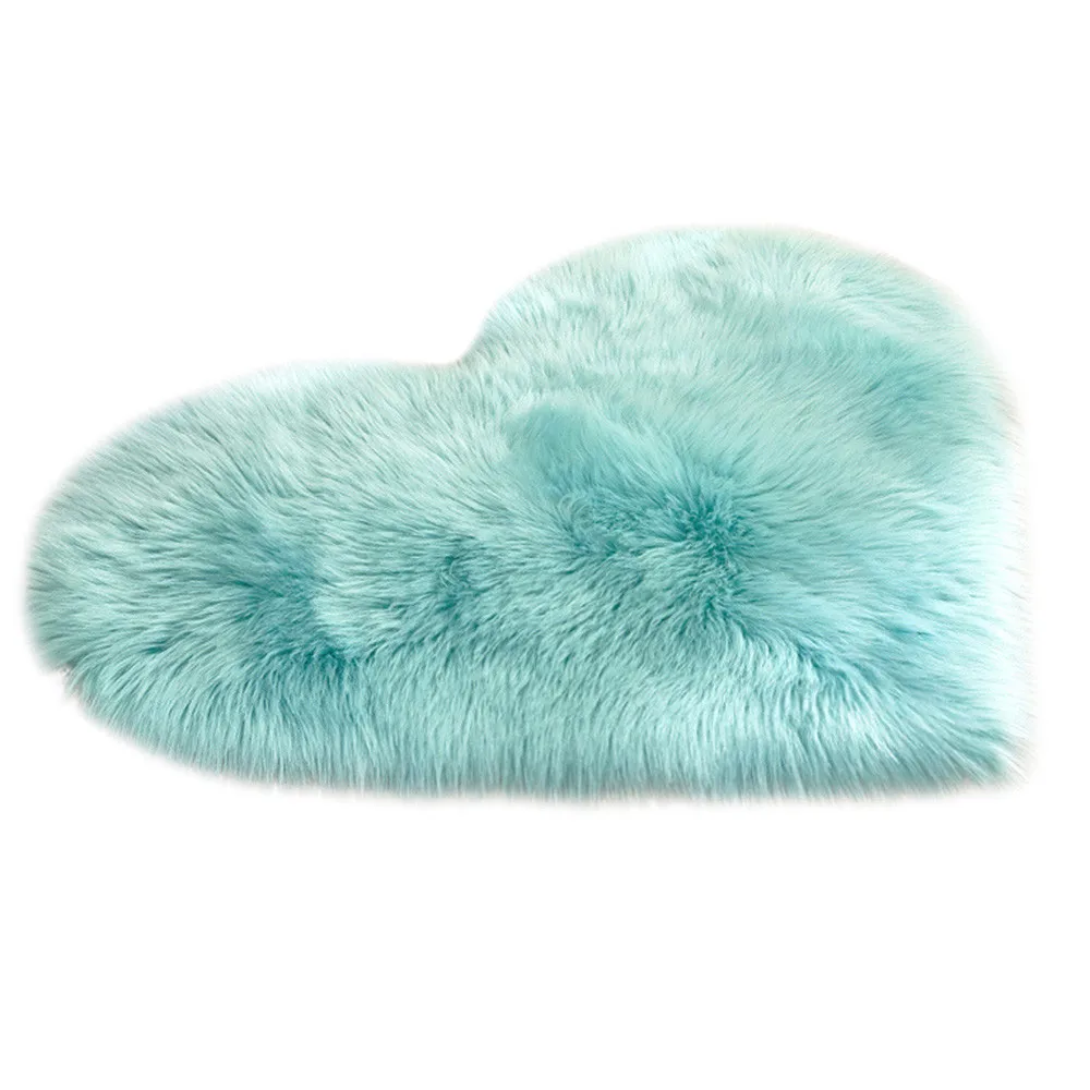 Heart Shaped Fluffy Rug Shaggy Floor Mat Soft Faux Fur Home Bedroom Hairy Carpet Comfortable Shaggy Fluffy Carpet Anti-Skid Rug