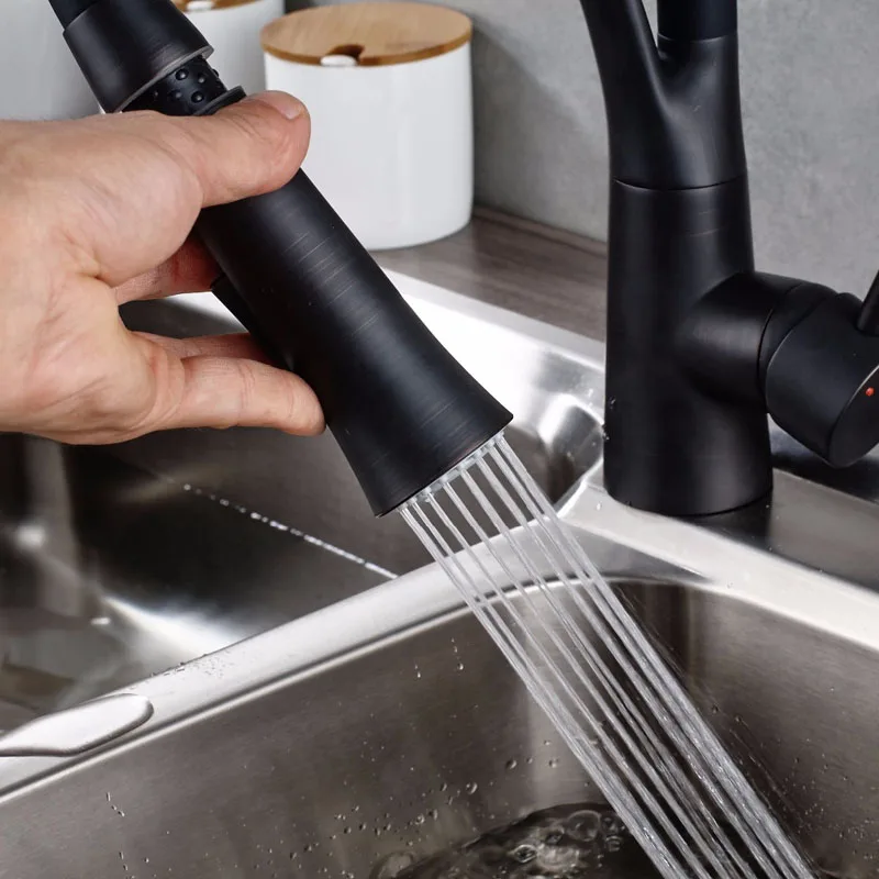 ORB-Black-Kitchen-Faucet-Deck-Mounted-Pull-Down-360-Rotation-Sink-Faucet-Single-handle-Hot-Cold
