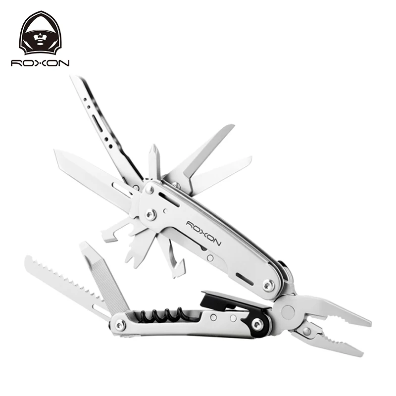 

Roxon 16 in 1 Tungsten Exchangeable Blade cutter Combination Pliers Multi functional Pliers,Folding EDC Hand tool knife tool