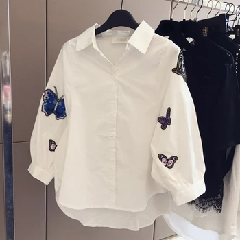 

Harajuku Summer Shirt Women Casual White Blouse Long Sleeve Tops Blusa Feminina Korean Fashion Clothing Women Blouses 50G0018