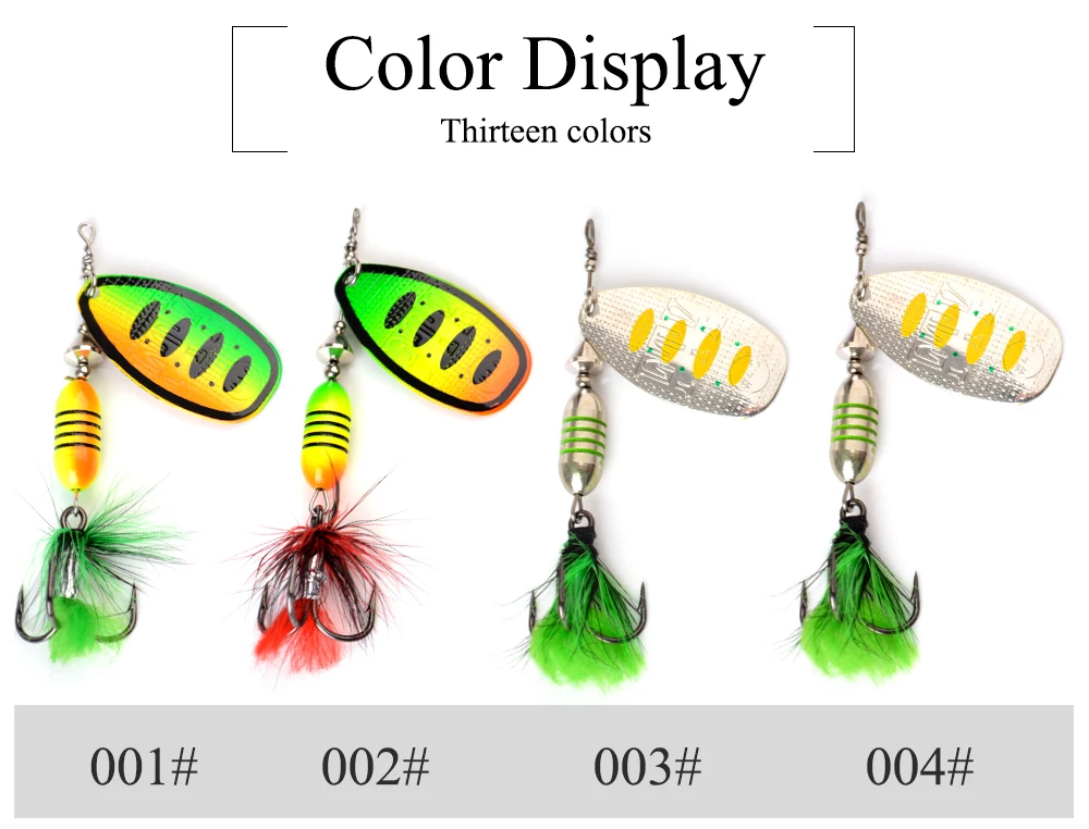 FTK Спиннер приманка 17,5 г 1 шт. Размер 4 13 цветов с пером тройной крючок художественная приманка металлическая рыболовная приманка ложка приманка на щуку Рыболовная Снасть
