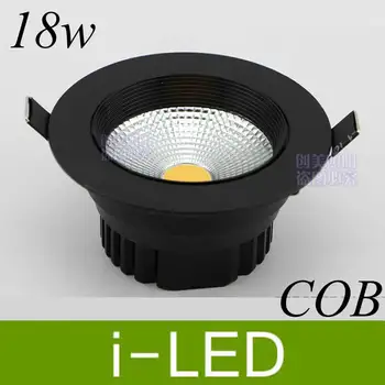 

Black shell 18w Led COB Downlight Dimmable LED Recessed Ceiling lighs spotlight AC 90-260V Warm Cold White 120angle +Led Driver