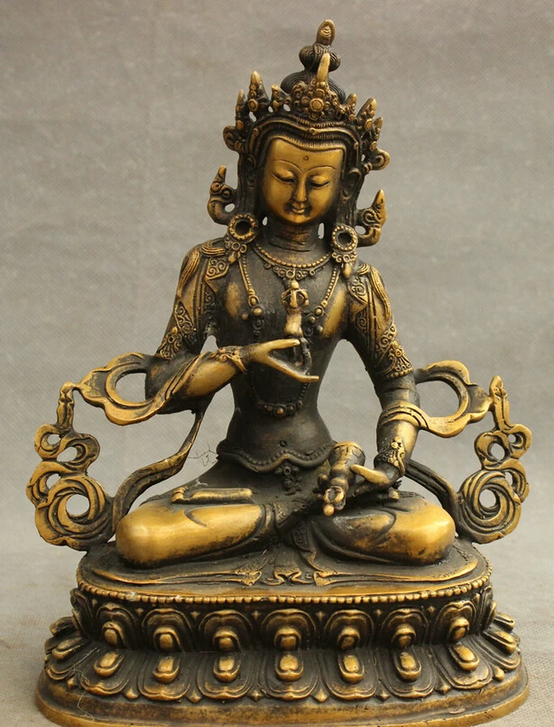 

S3260 8" Tibet Buddhism Bronze Vajra Vajradhara Vajrabhairava Goddess Buddha Statue D0317