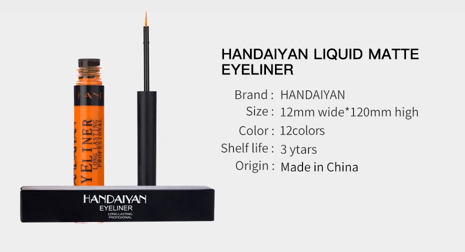 Handaiyan цветная жидкая подводка для глаз, водостойкая, долговечная, 12 цветов, матовая, синяя, золотая, серебристая, белая, гелевая подводка для глаз HF125