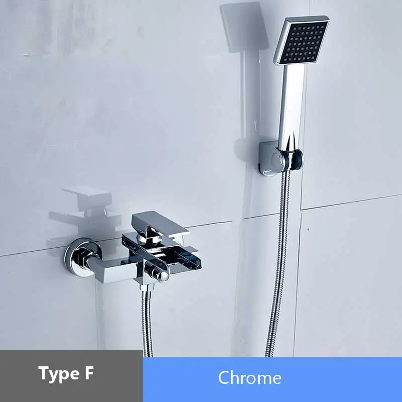 Хромированный Водопад кран для ванной настенный кран для ванной кран водопад смеситель для горячей и холодной воды кран для ванной смеситель для душа Робине Baignoire - Цвет: Chrome F