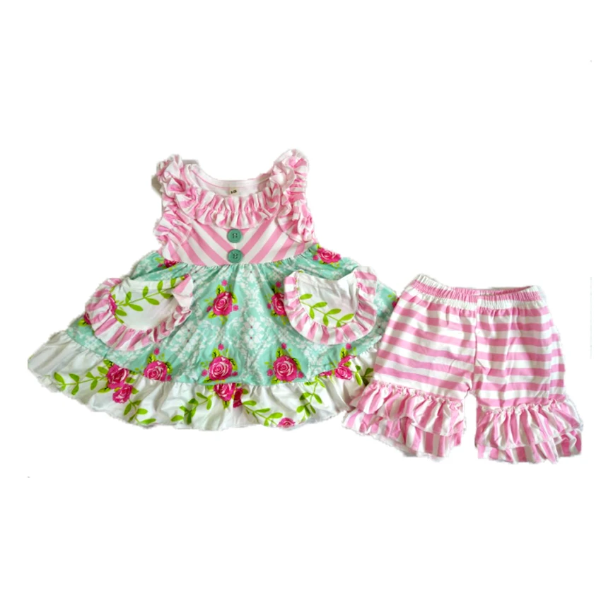 

girl sleeveless boutique outfits girls summer clothing set with pockets