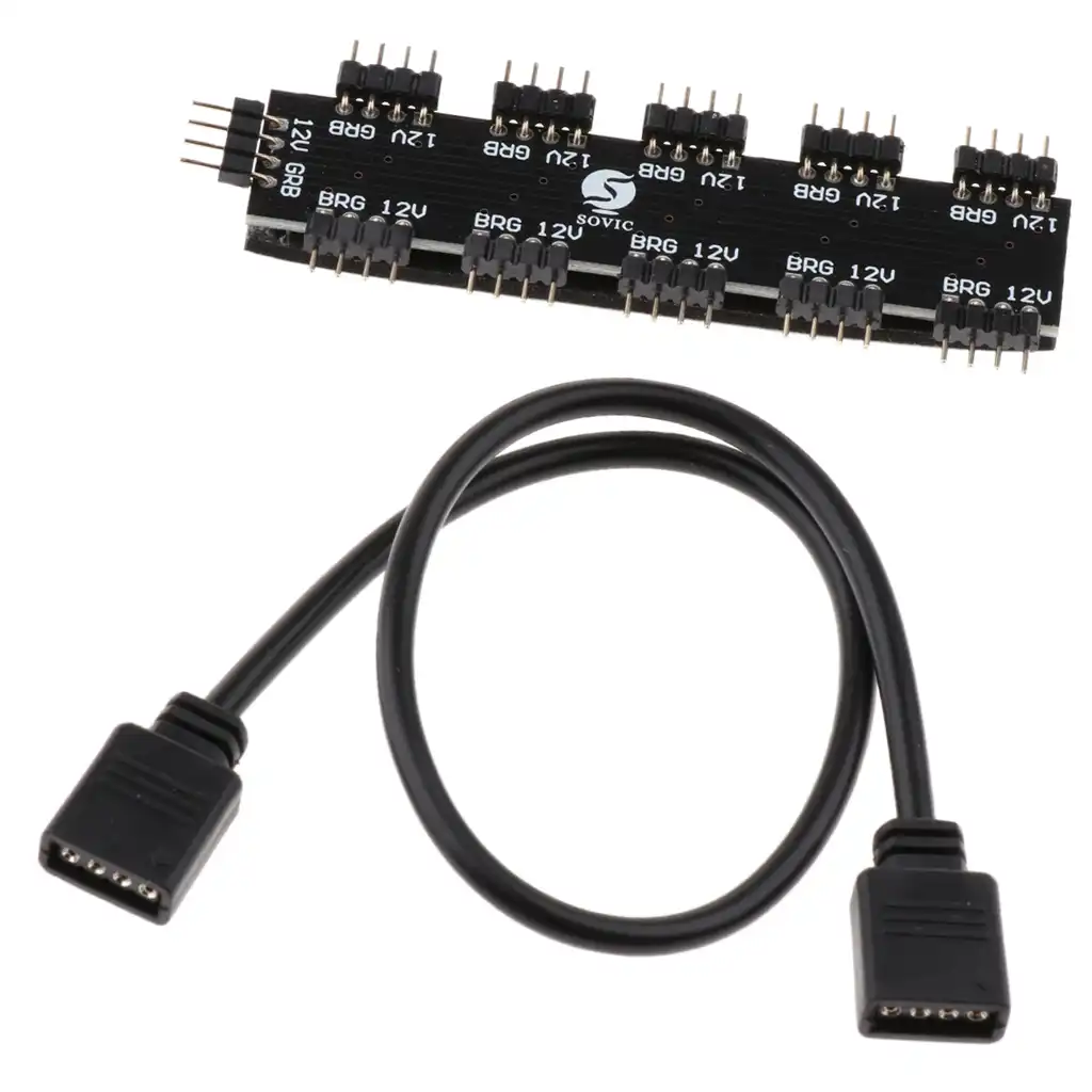 4 Pin 10 RGB Hub Controller 12V Motherboard RGB Fan Hub Splitter 1 10