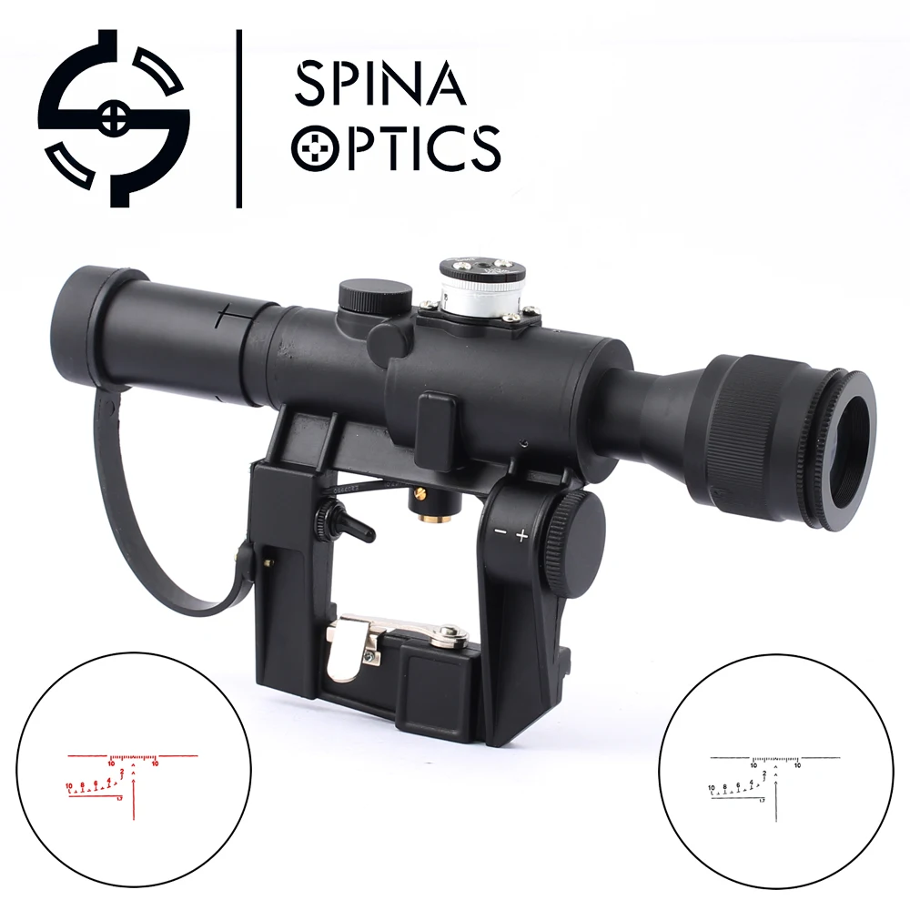 

SPINA OPTICS 4x24 SVD optical sight First Focal Plane Sniper Rifle Scope Fit AK 47 red Illuminated Sight Rifle Scope