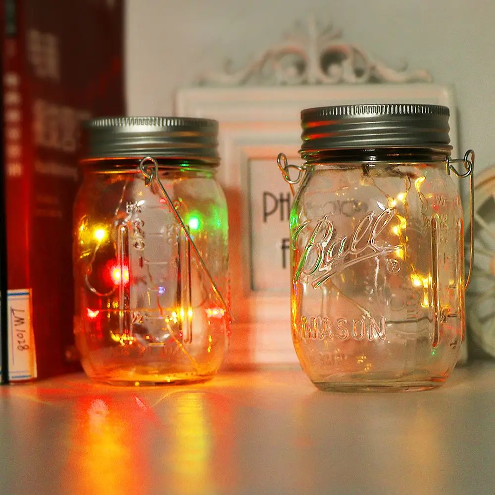1 Pcs Rechargeable Battery Solar Mason Jar Lights Lid Insert LED Fairy