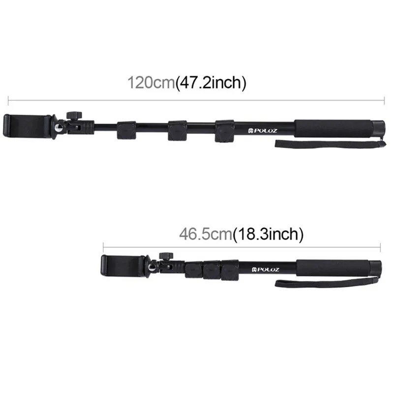 18-47inch Waterproof Selfie Stick Extendable Handheld Self-portrait Monopod For Go Pro Hero 180-DEGREE ROTATION 40AP2901