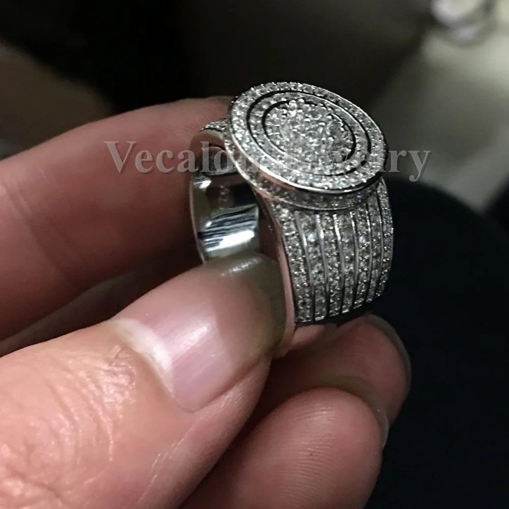 Vecalon Настройка канала для женщин и мужчин кольцо 240 шт. AAAAA Циркон Cz 925 пробы серебро Пара обручальное кольцо подарок