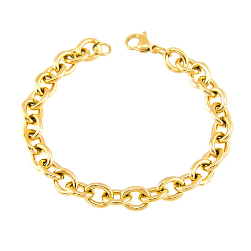 Нержавеющая сталь серебро/золото/браслет из розового золота мужские большие Роло Кабельные Браслеты и браслеты Homme хип хоп ювелирные изделия оптом 5 шт