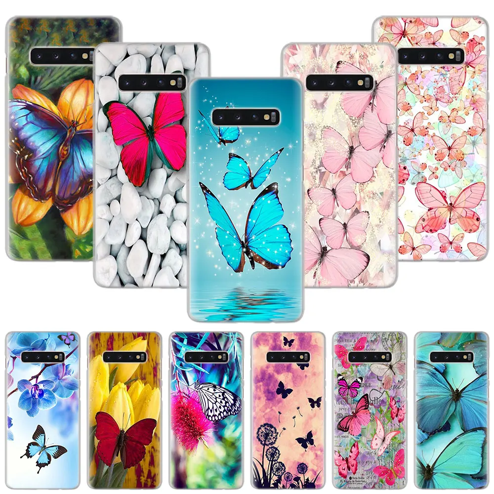 

Butterfly Stand On The flowers Phone Cases for Samsung Galaxy S8 S9 S10 Plus S10e M10 M20 M30 S7 Edge A50 Hard PC case cover