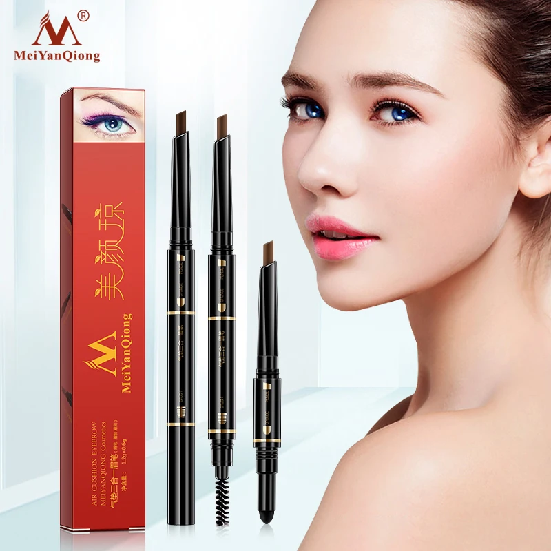 

Triangle Air Cushion Triad Eyebrow Pencil Natural Waterproof Longlasting Make Up Eye Brow Liner With Brush Makeup Tools 3in1