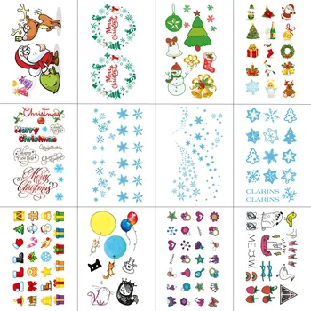 

HXMAN 12 PCS Christmas Cartoon Temporary Tattoo Sticker for Children Body Art Kids Waterproof Hand Fake Tatoo 10.5X6cm W12-18